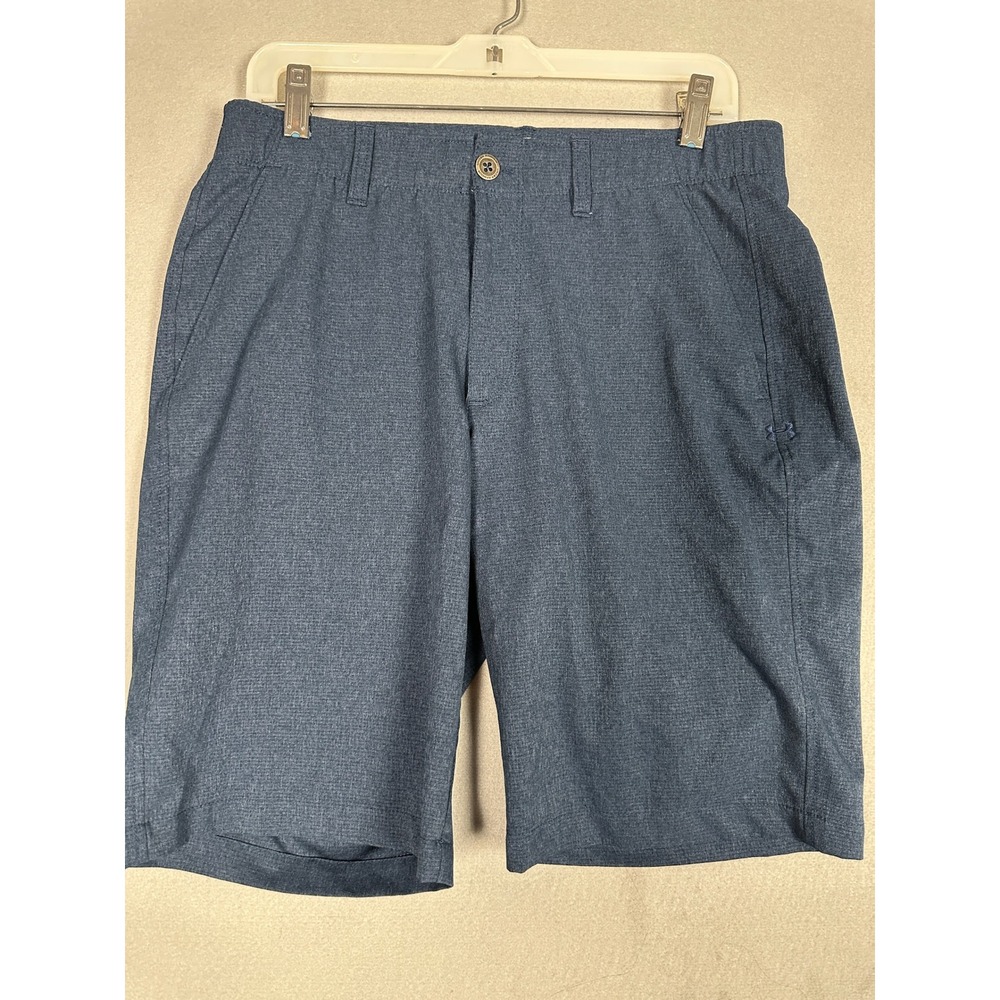 Under Armour Shorts Mens 32 HeatGear Loose Navy Blue Heathered Golf Chino EUC